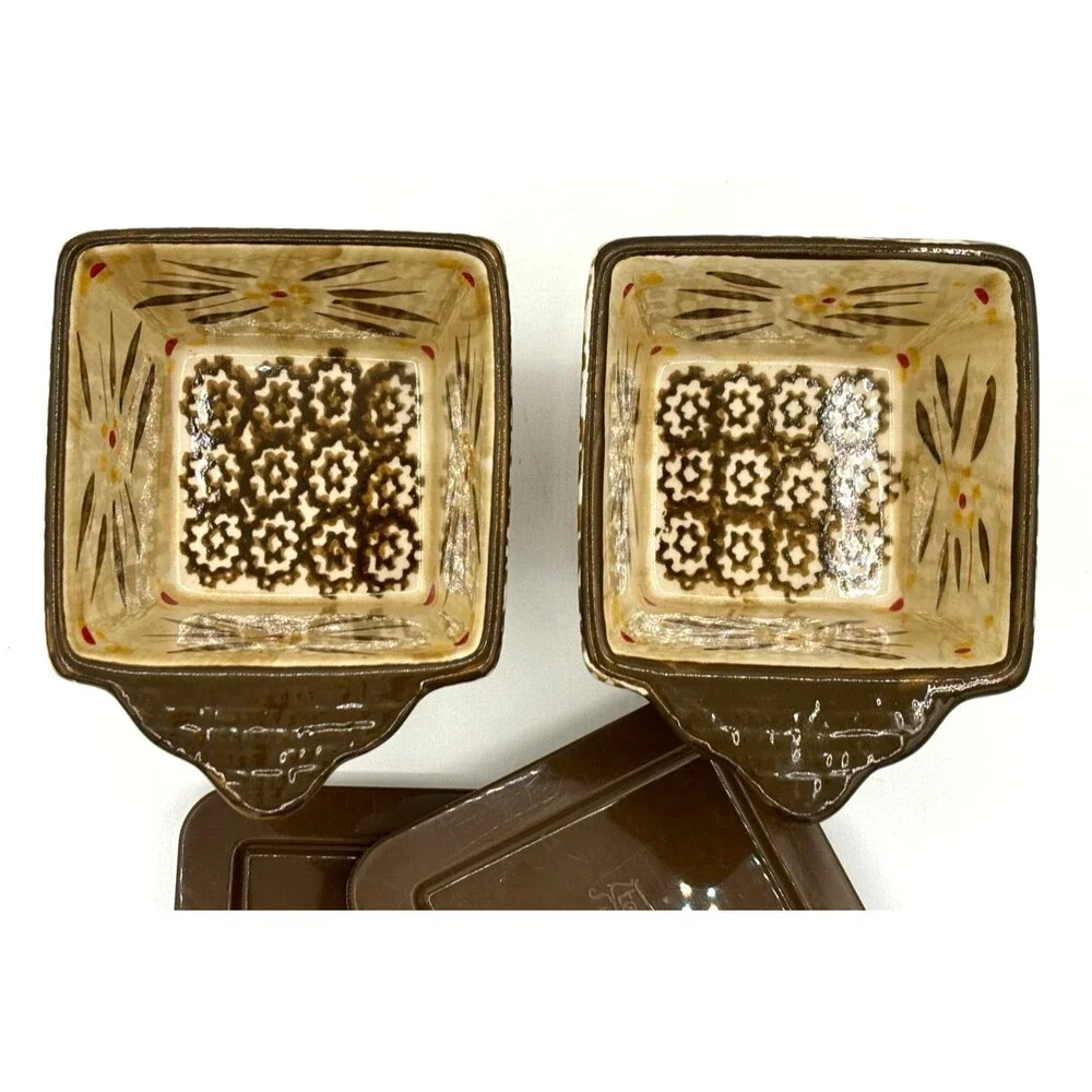 Temp-Tations by Tara Ramekins Square Serving Bowls‎ 10oz w/Lids & Metal Carrier